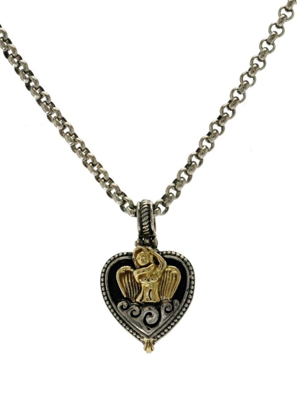 KONSTANTINO Sterling Silver 18K Gold Angelic Ethereal Heart Pendant Necklace 18"